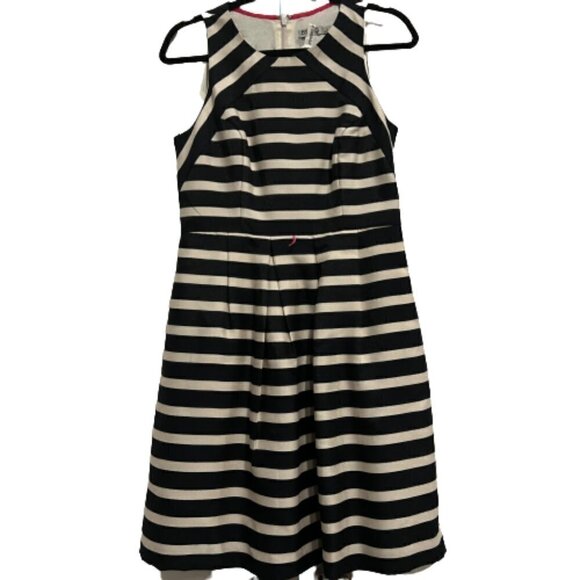 ELIZA J Navy and Cream Striped Sleeveless Midi Dress Women’s Size S - Picture 1 of 8
